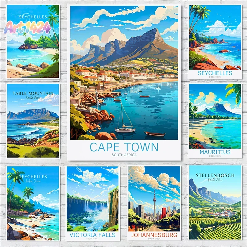 Office Table Home - Africa Travel Scenery Poster Seychelles Victoria