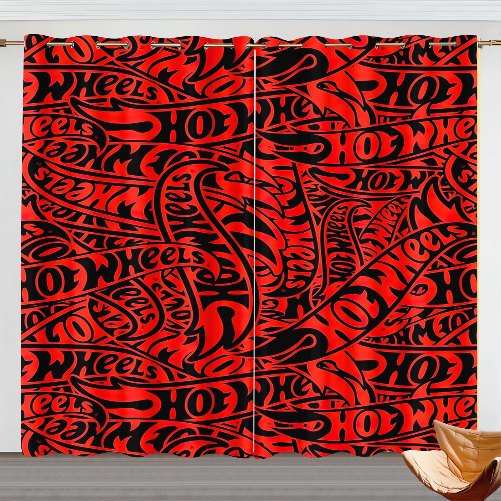 Home Office Logo - Hot Wheels Logo Graffiti Blackout Curtains