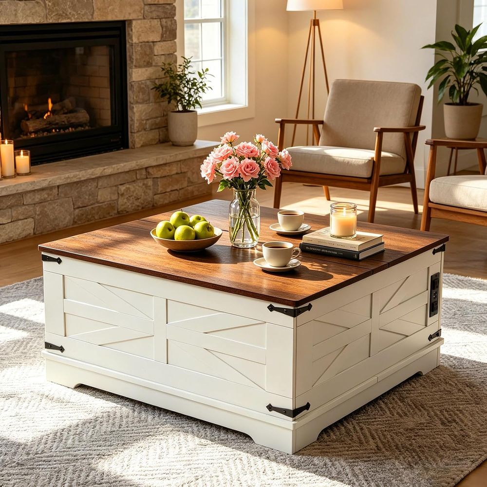 Power Strip Desk - Modern 31.5 LED Coffee Table with