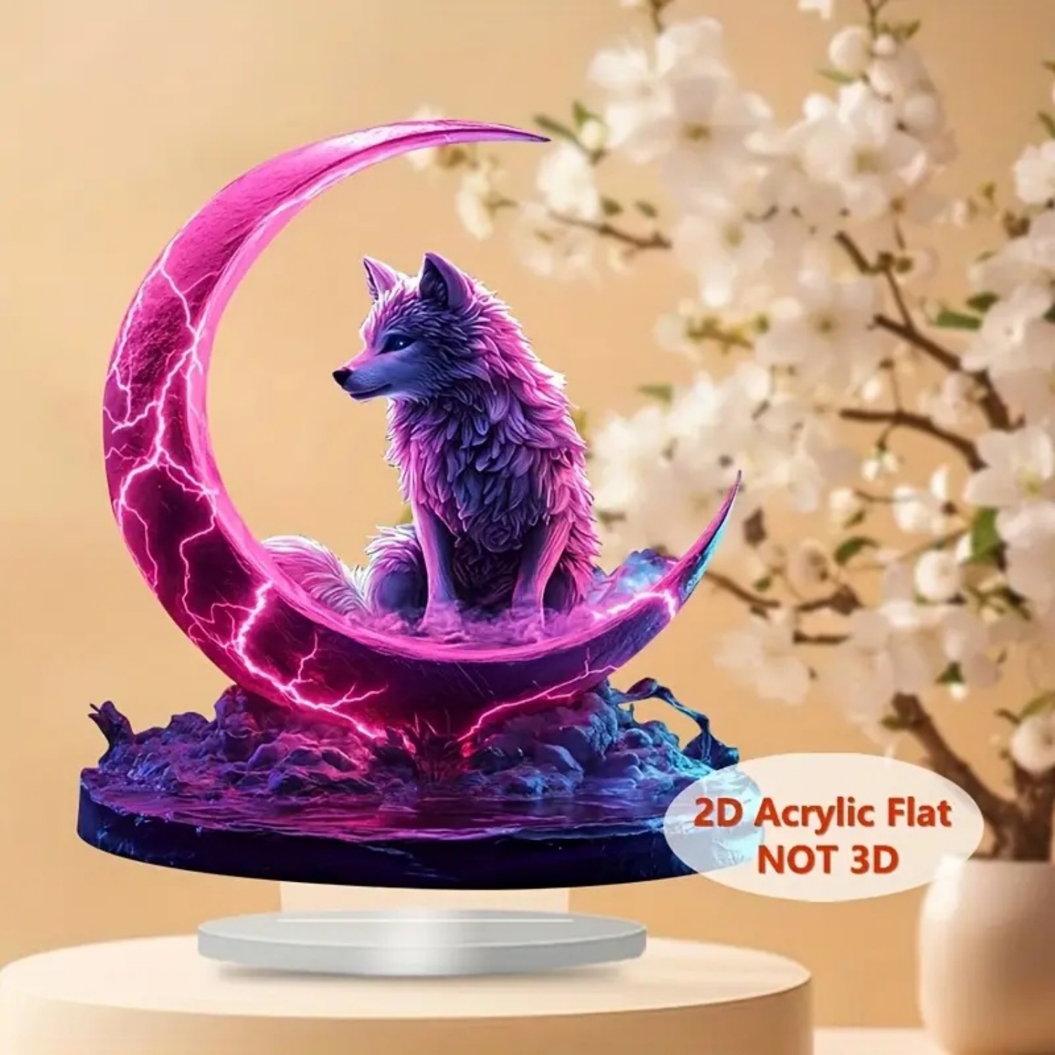 Flame Wolf Statue,2D Flat Acry - đánh giá và giá Office Table Home