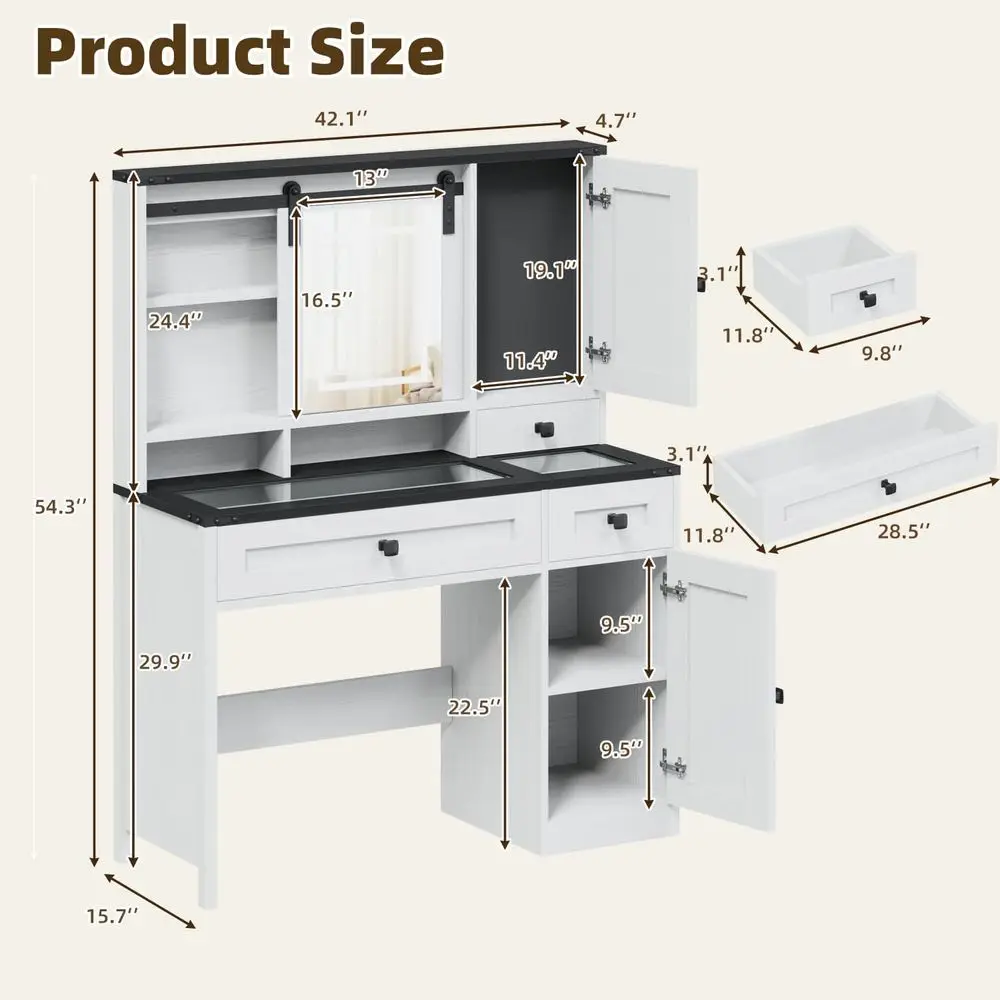 42 Lighted Makeup Vanity Desk  - đánh giá và giá Power Strip Desk