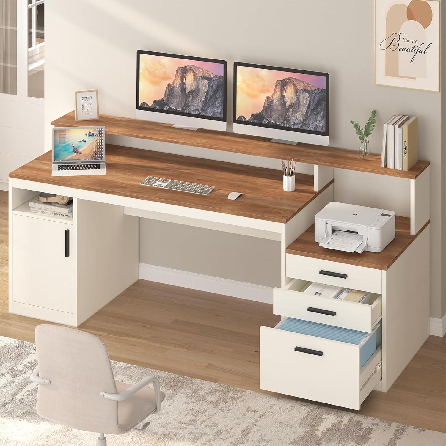 65 Inch Computer Desk with 3 D - đánh giá và giá Home Office 365