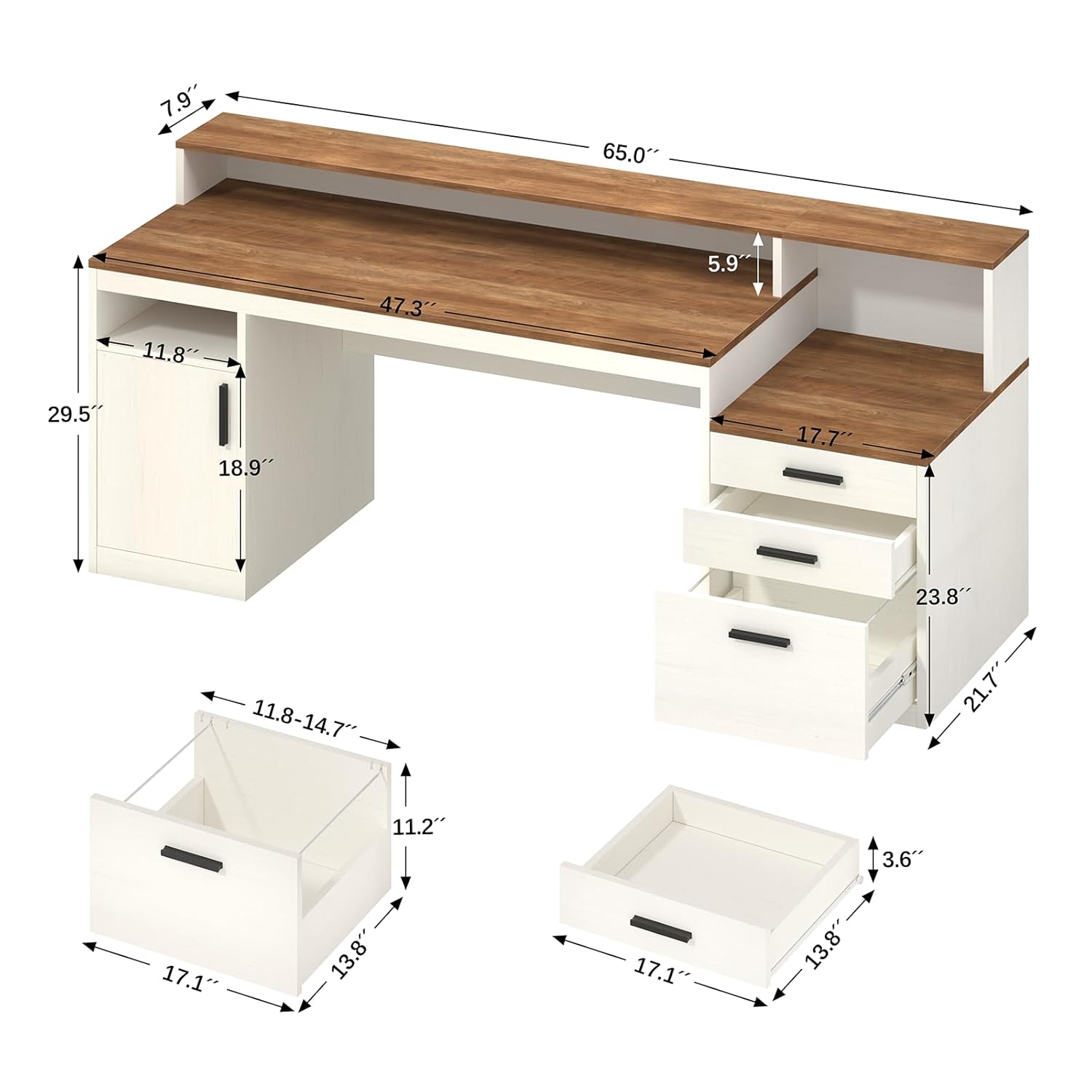 65 Inch Computer Desk with 3 D - đánh giá và giá Home Office 365