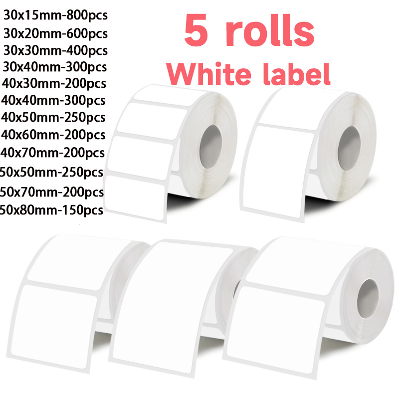5 Rolls of White Label Sticker - đánh giá và giá Label Maker Machine