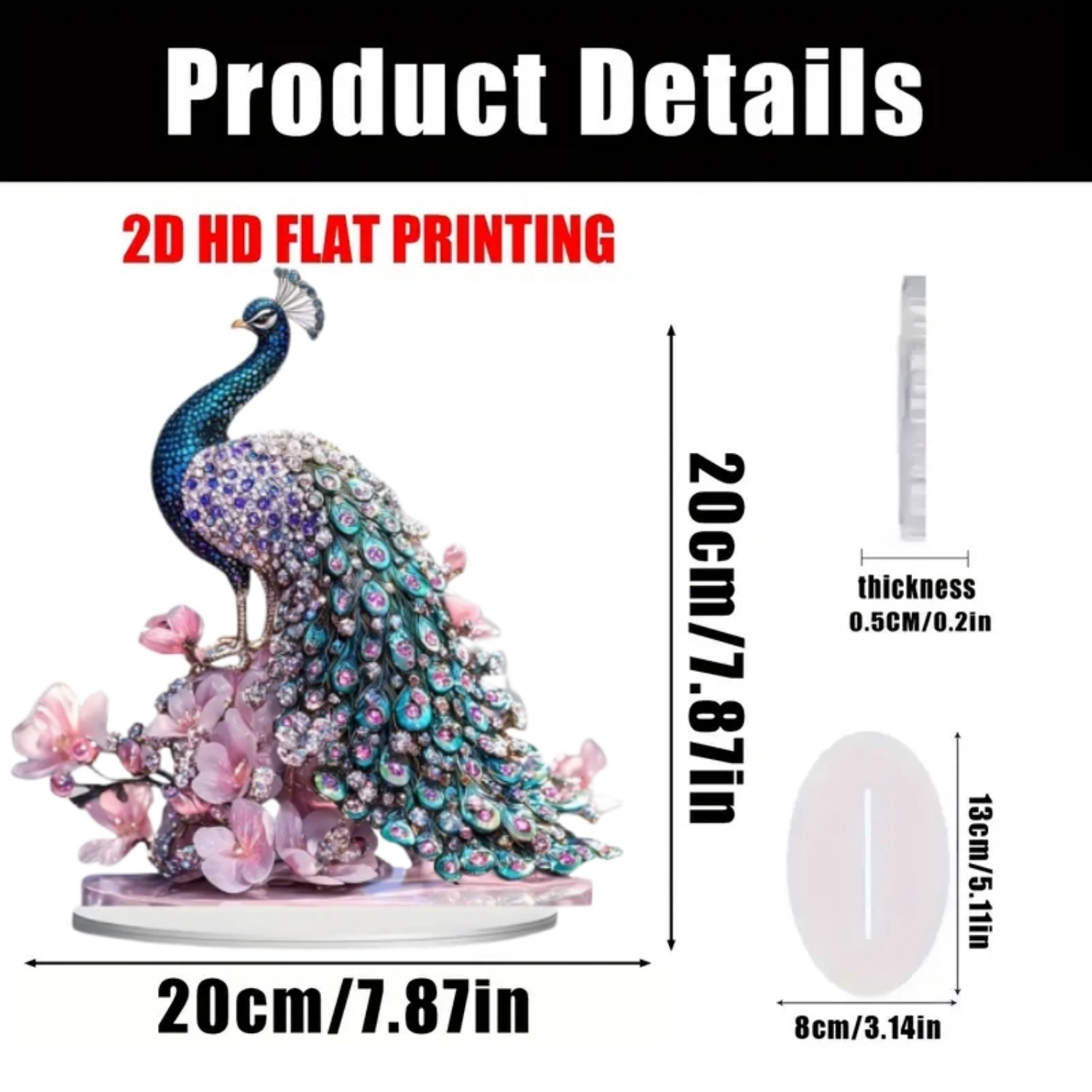 2D Flat Acrylic Peacock Spread - đánh giá và giá Office Table Home