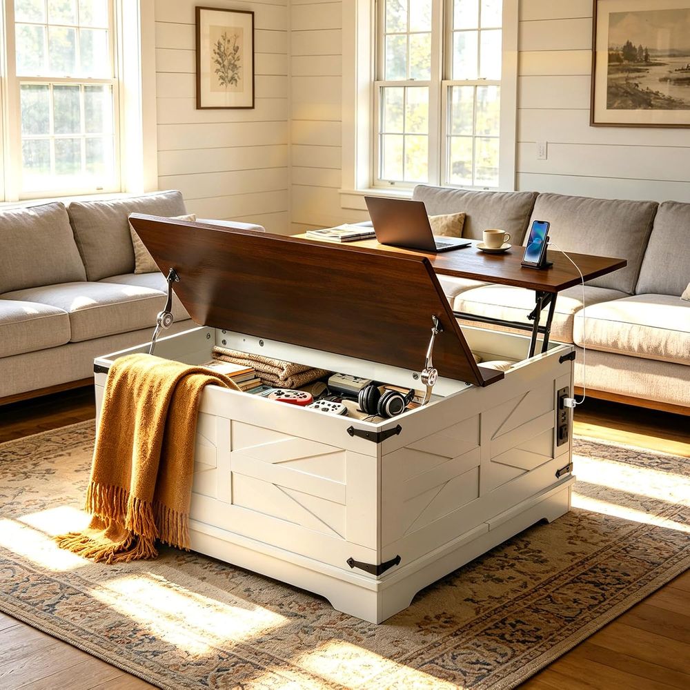 Modern 31.5 LED Coffee Table w - đánh giá và giá Power Strip Desk