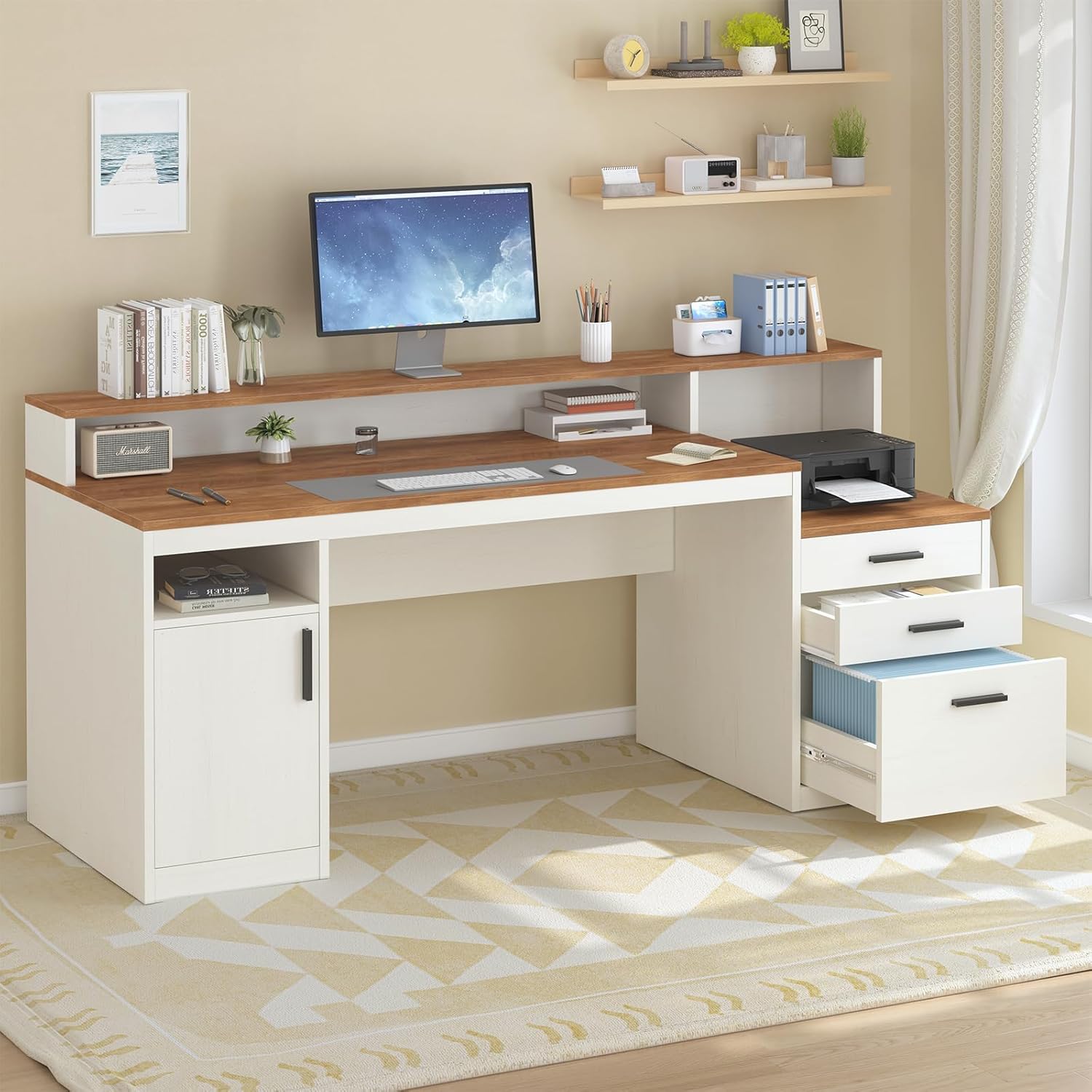 65 Inch Computer Desk with 3 D - đánh giá và giá Home Office 365